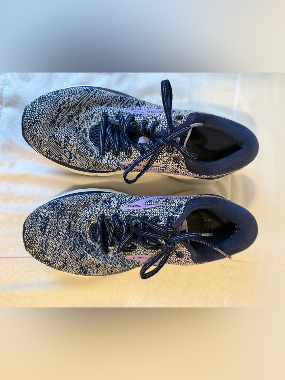 Brooks Women's Navy and Light Purple Knit Running Sneakers